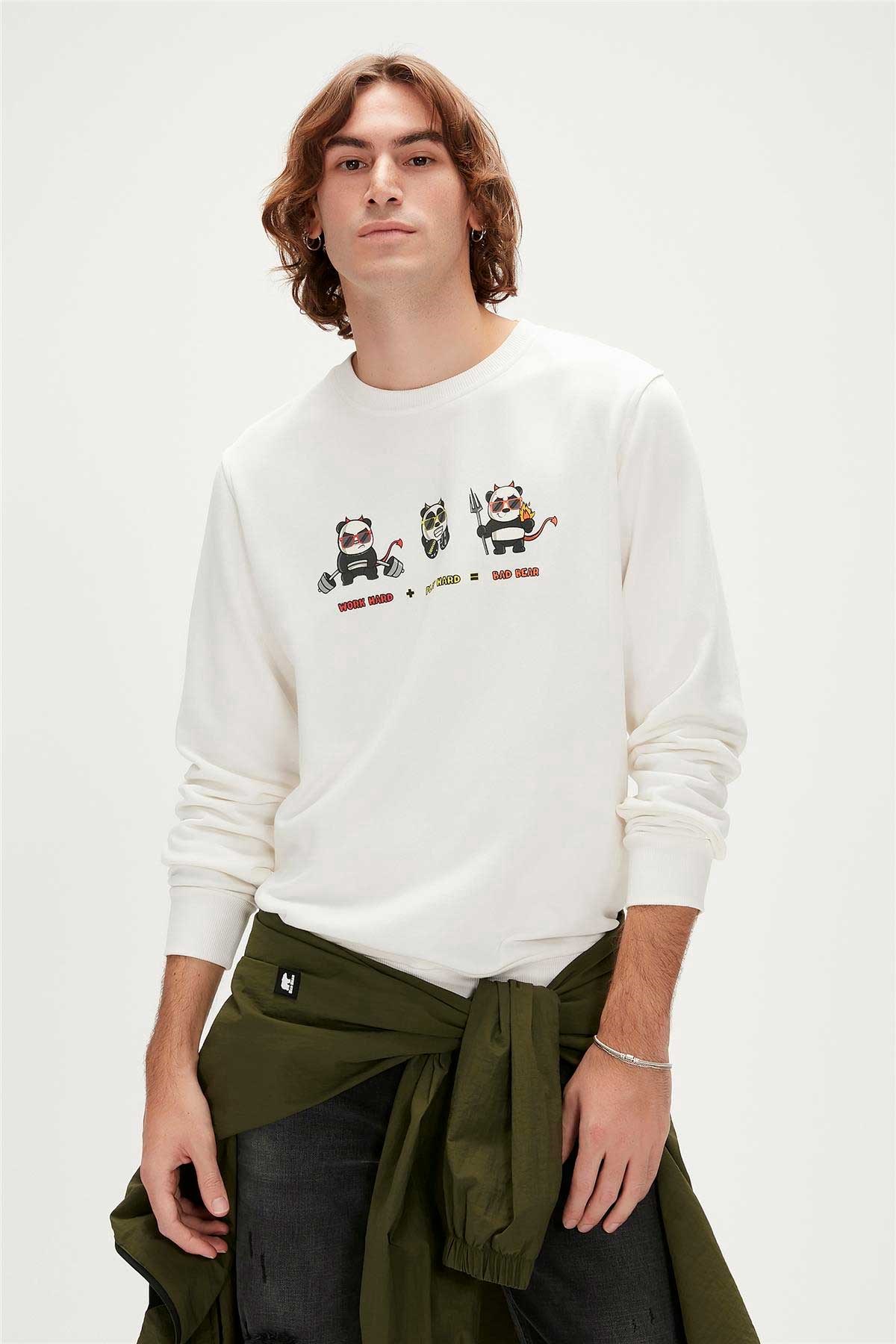 Bad Bear Erkek Sweatshirt 23.02.12.018-C04 Beyaz