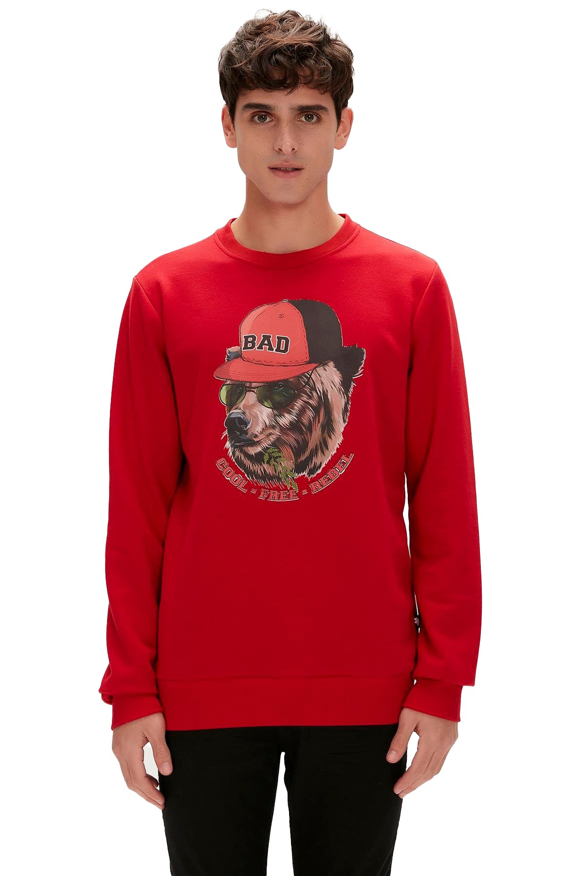 Bad Bear Erkek Sweatshirt 23.02.12.019-C54 Kırmızı