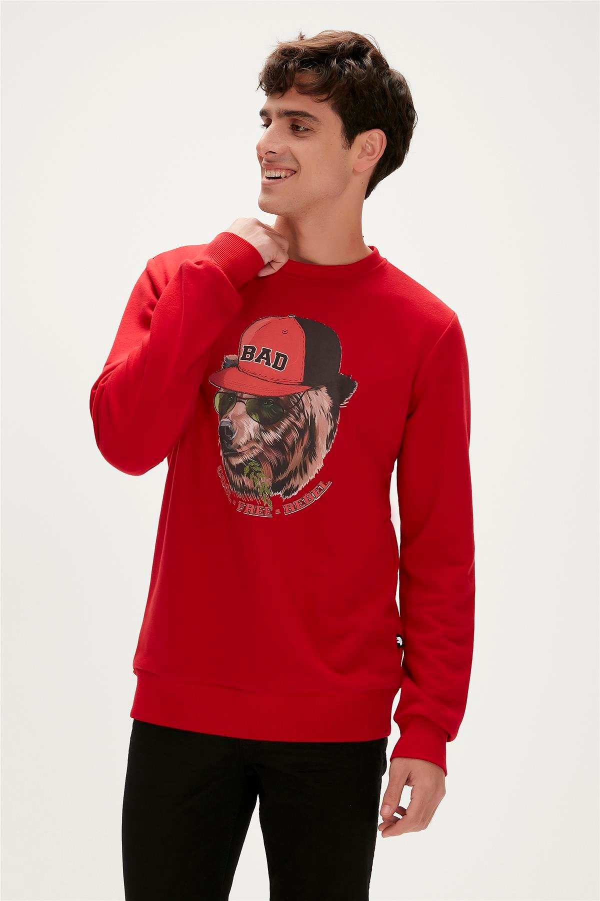Bad Bear Erkek Sweatshirt 23.02.12.019-C54 Kırmızı