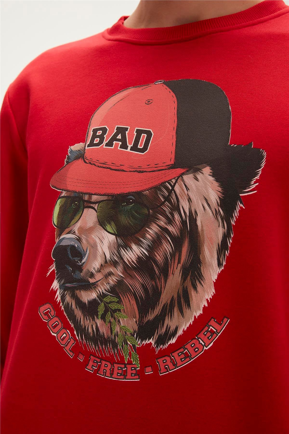 Bad Bear Erkek Sweatshirt 23.02.12.019-C54 Kırmızı