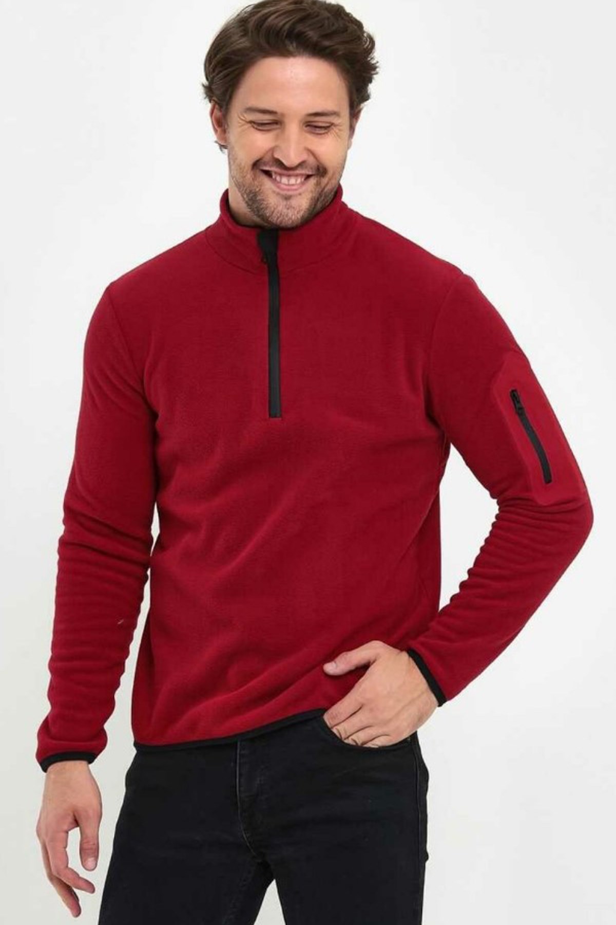 Exuma Erkek Yarım Fermuarlı Polar 2312002 Bordo