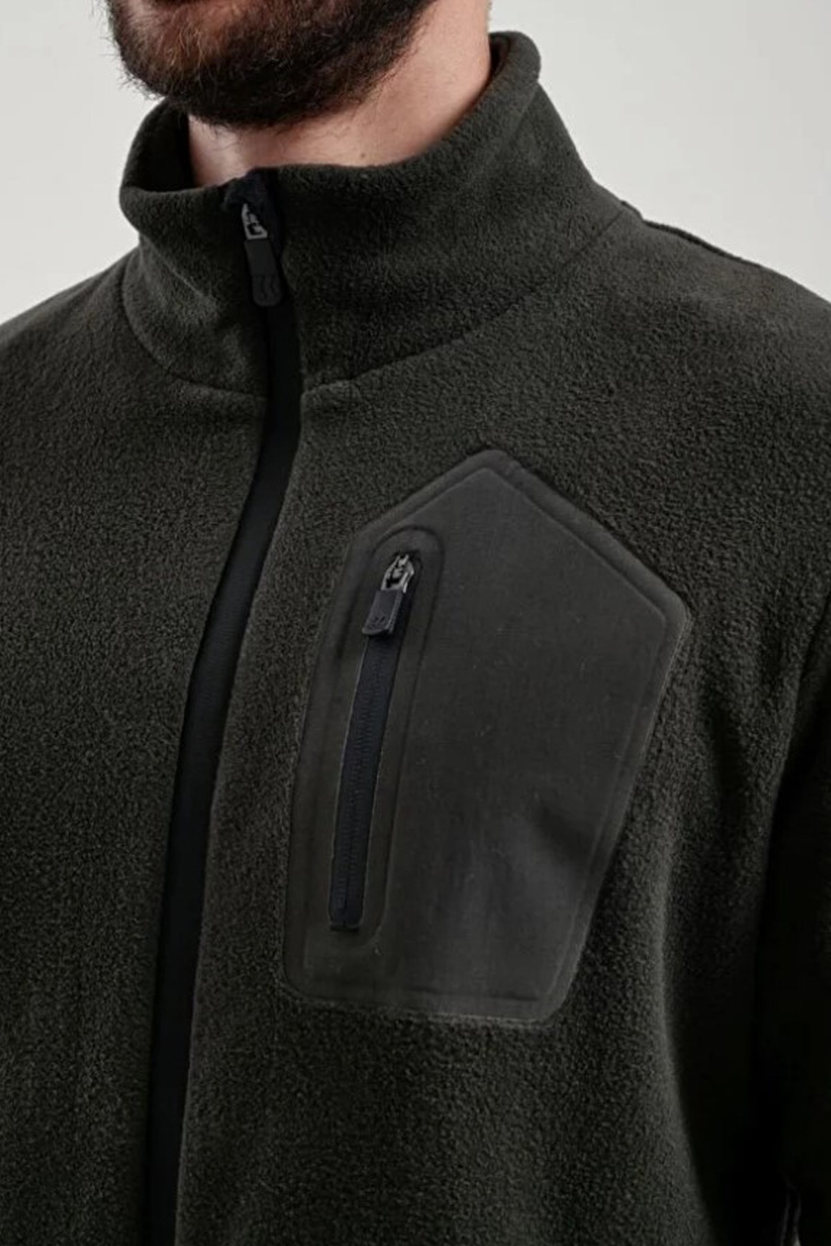 Exuma Erkek Tam Fermuarlı Polar 2312003 Haki