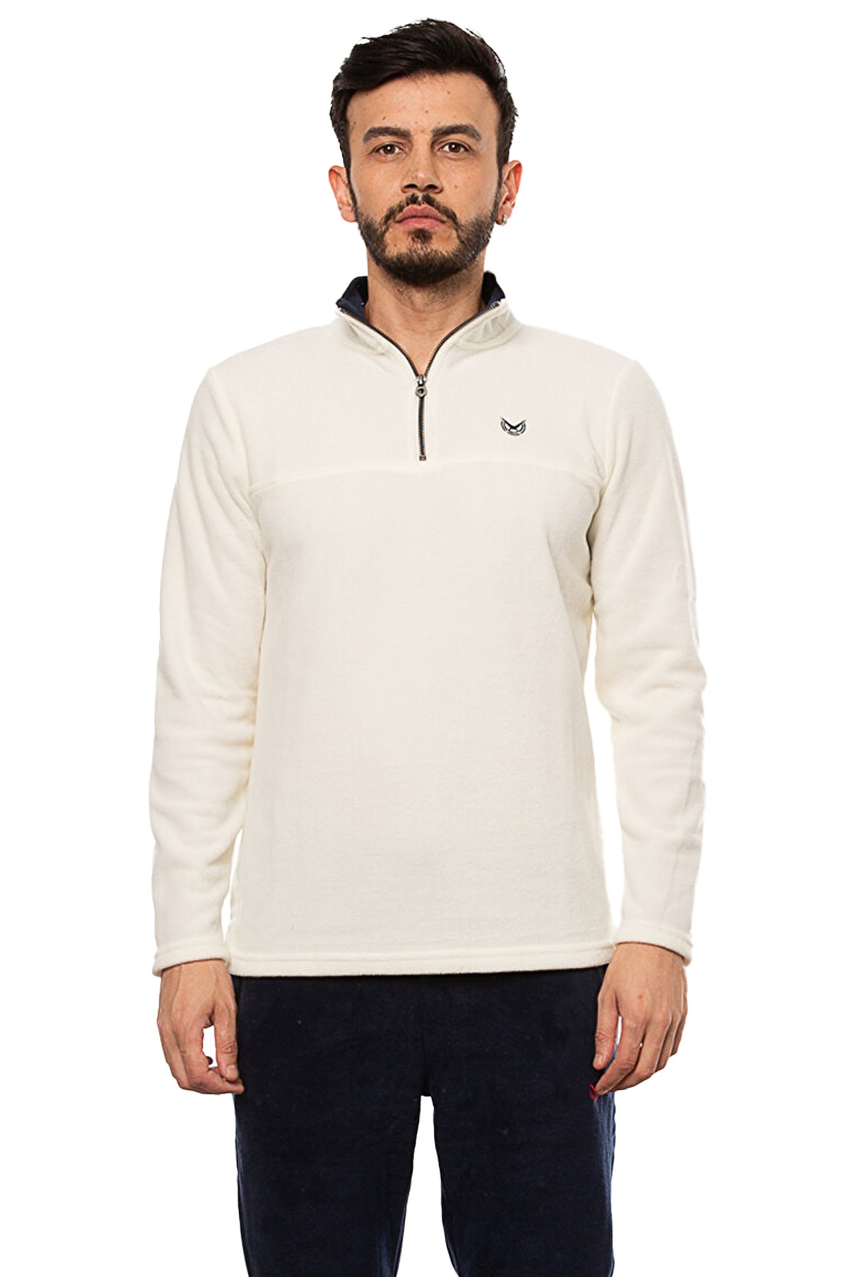 Cazador Erkek Polar Sweatshirt CAZ 5632 Ekru