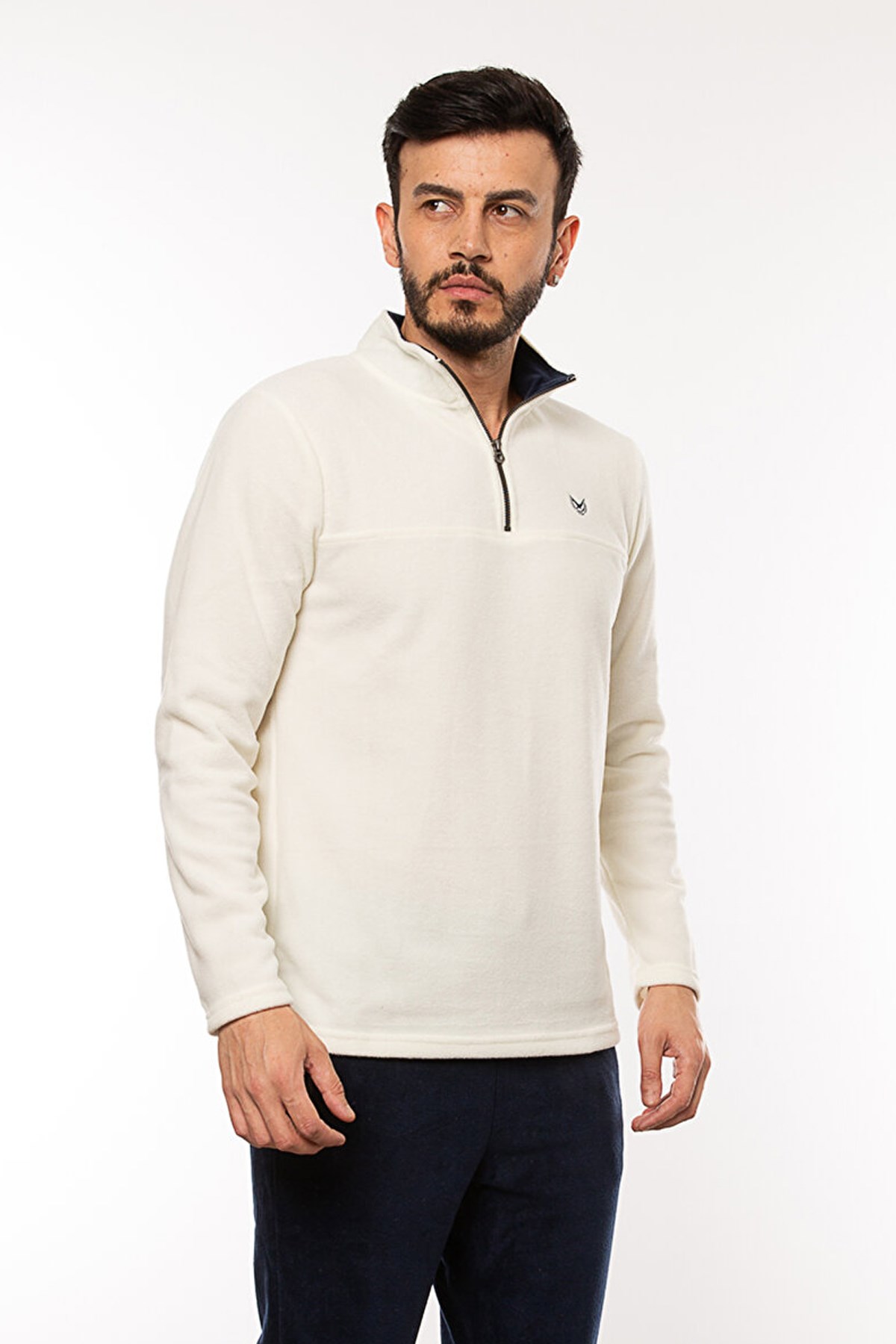 Cazador Erkek Polar Sweatshirt CAZ 5632 Ekru
