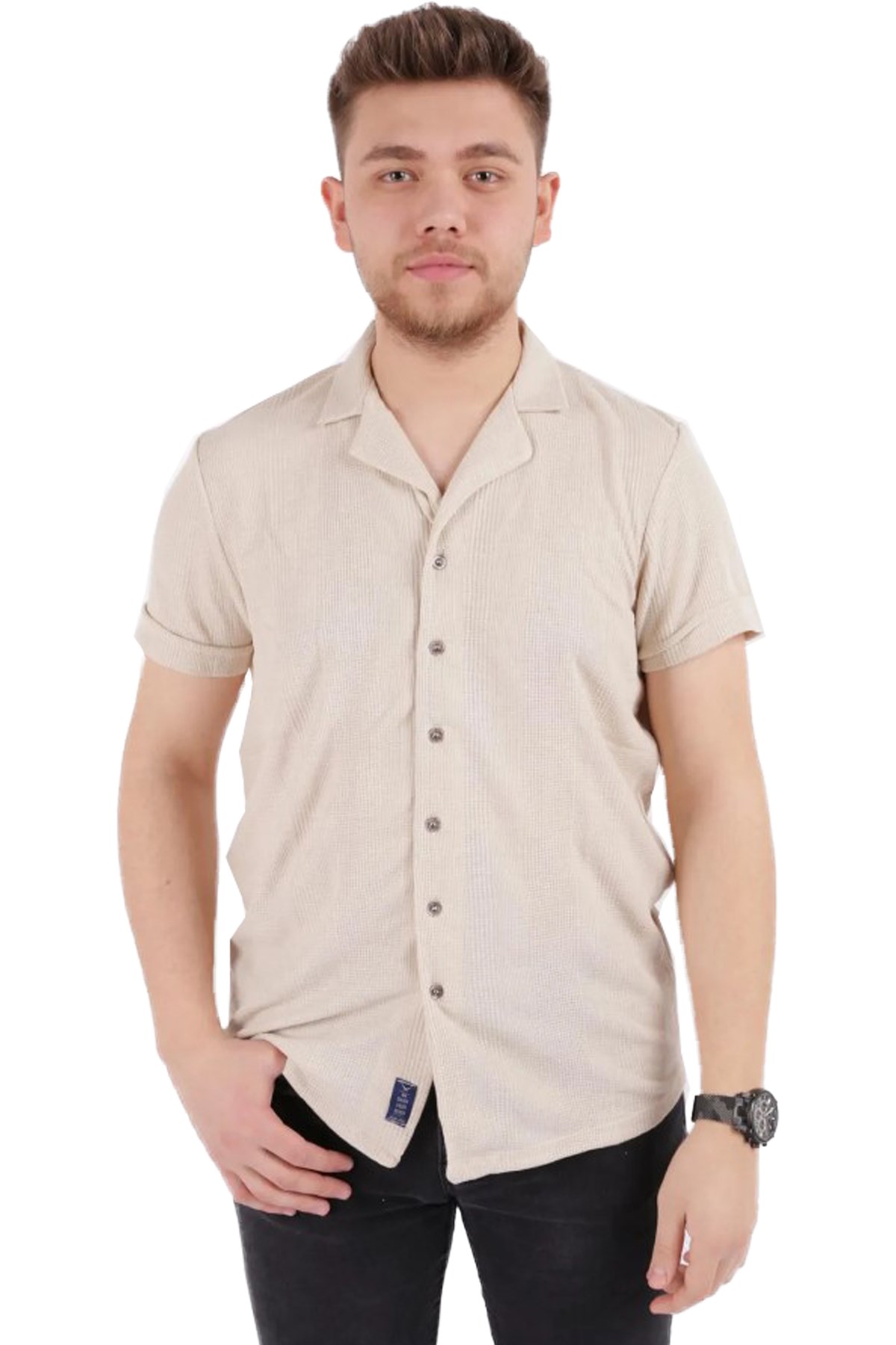 Cazador Erkek Kısa Kollu Gömlek CAZ 2000 Bej