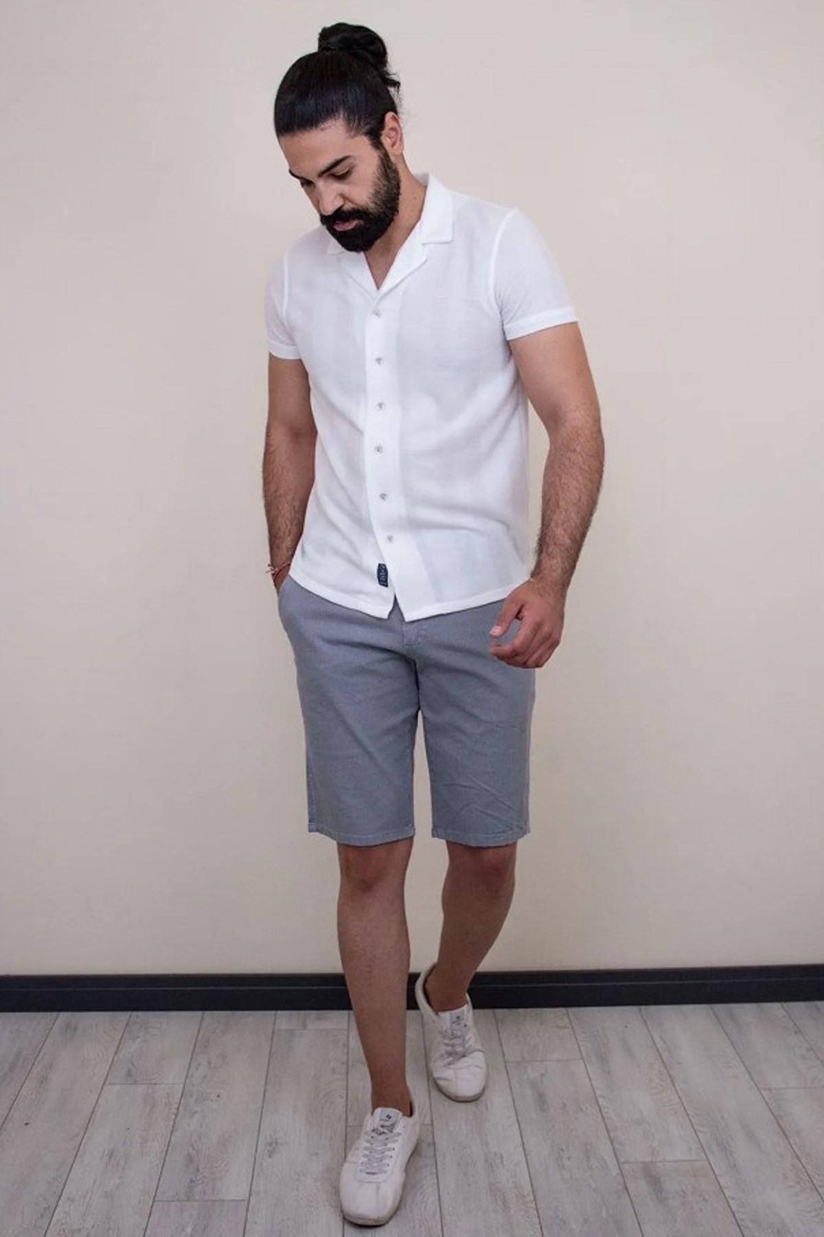 Cazador Erkek Kısa Kollu Gömlek CAZ 2000 Ekru