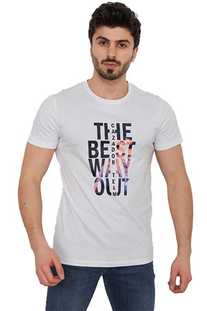 Cazador Erkek Tişört CAZ 4132 Beyaz
