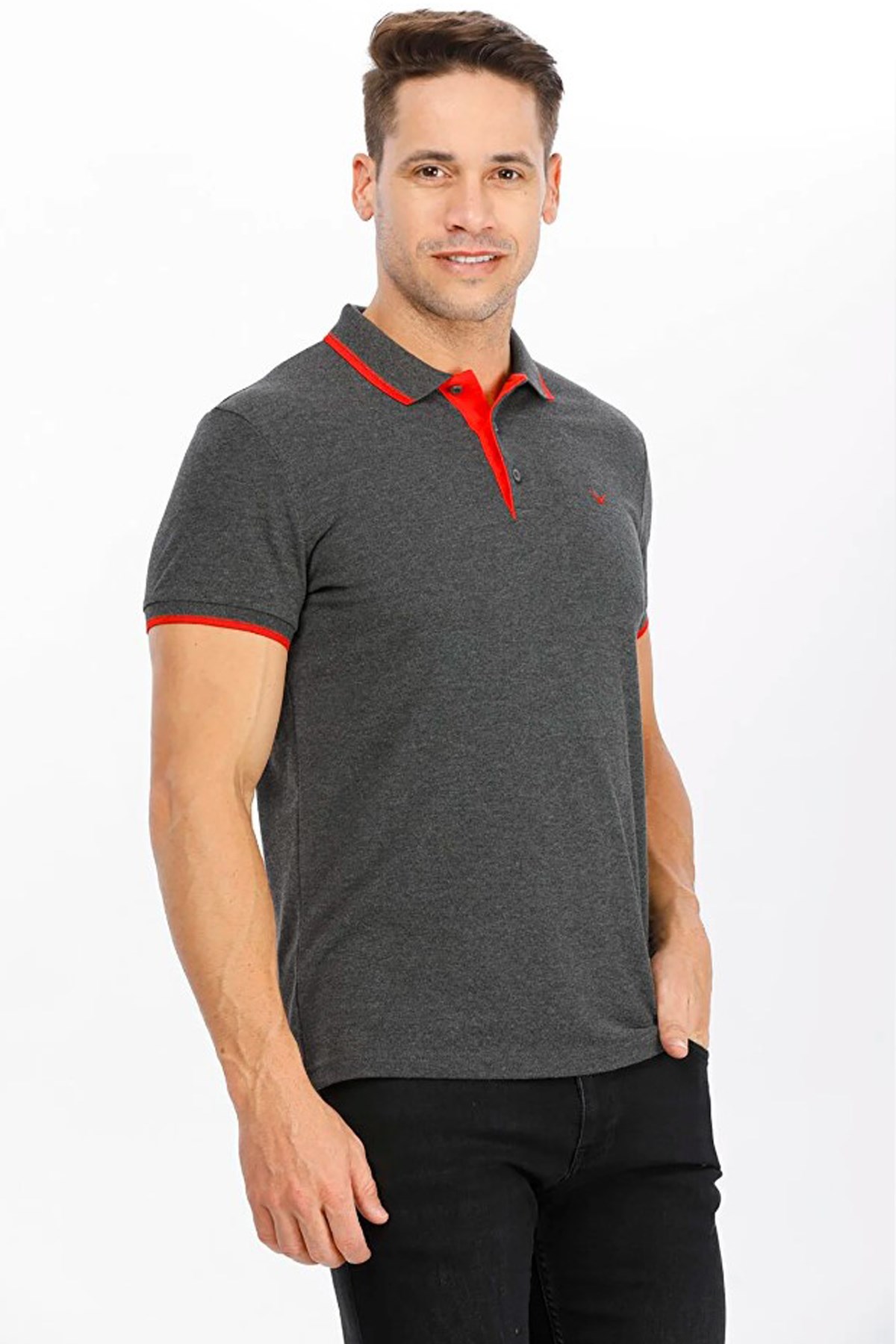 Cazador Erkek Polo Yaka Tişört CAZ 4614 Antrasit
