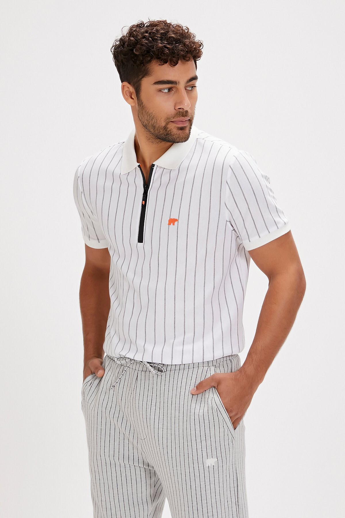 Bad Bear Theo Poloneck Erkek Tişört 24.01.07.001-C04 Beyaz