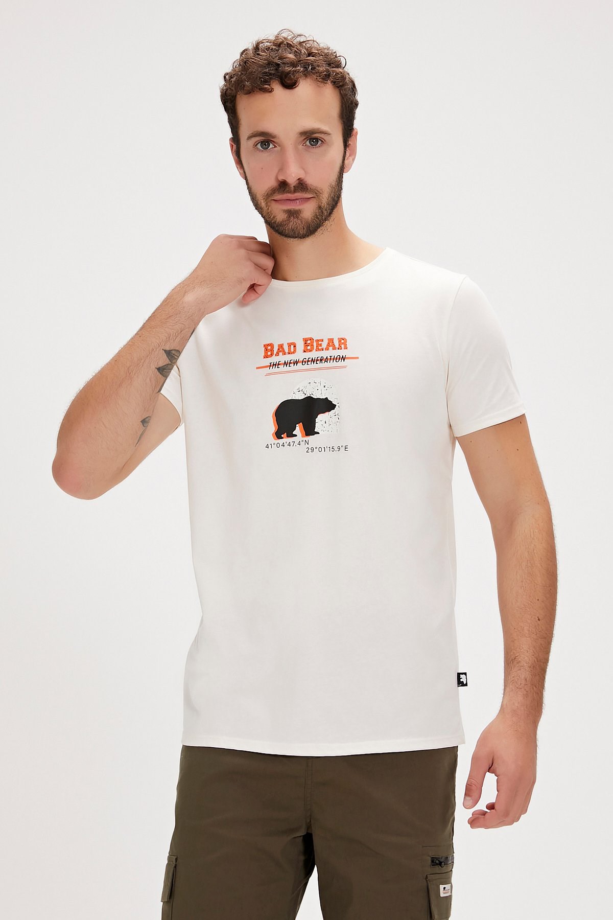 Bad Bear Derek Erkek Tişört 24.01.07.021-C108 Beyaz