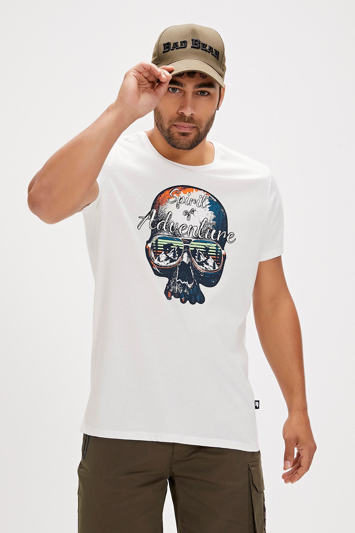 Bad Bear Bean Erkek Tişört 24.01.07.027-C04 Beyaz