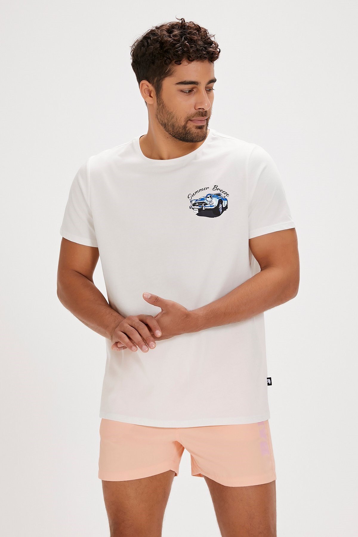 Bad Bear Dustin Erkek Tişört 24.01.07.033-C04 Beyaz