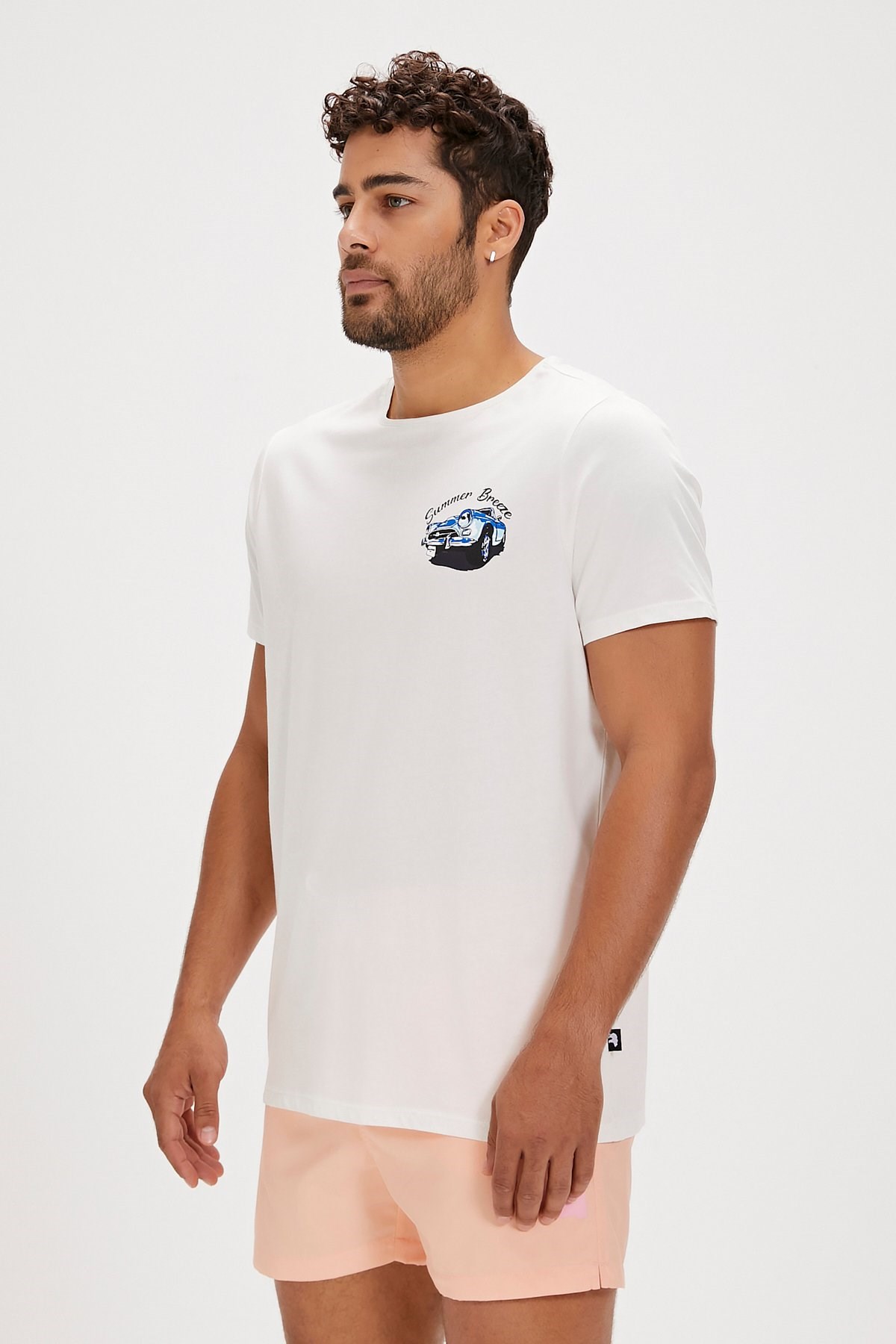 Bad Bear Dustin Erkek Tişört 24.01.07.033-C04 Beyaz