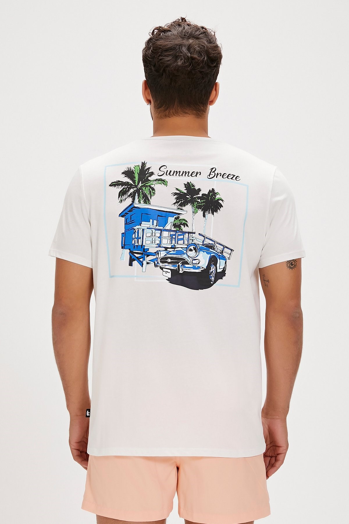 Bad Bear Dustin Erkek Tişört 24.01.07.033-C04 Beyaz