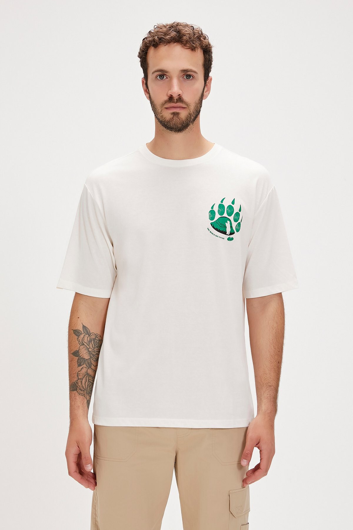 Bad Bear Re-One World Erkek Tişört 24.01.07.046-C108 Beyaz