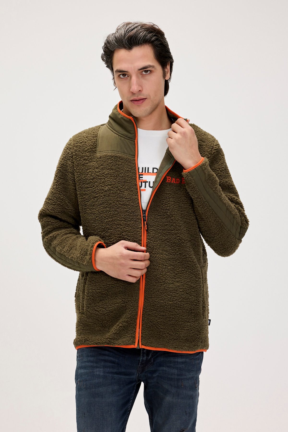 Bad Bear Galvin Erkek Peluş Sweatshirt 24.02.29.001-C70 Haki
