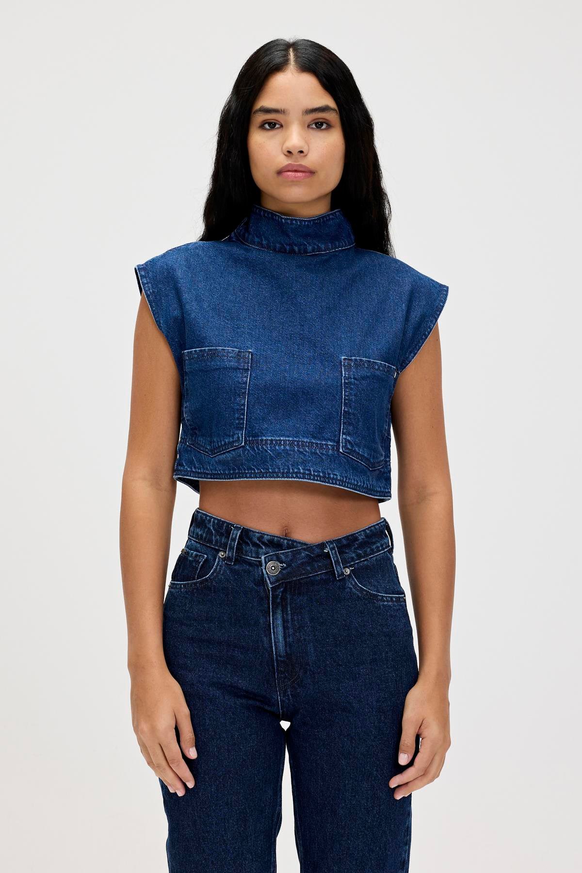 Bad Bear Veronica Kadın Denim Crop 24.03.70.002-C15 Lacivert