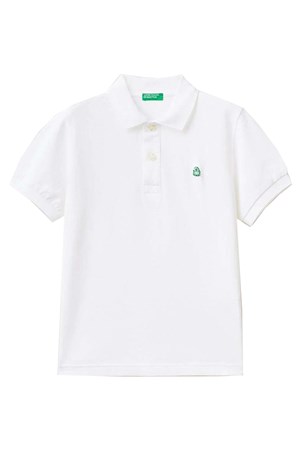 Benetton Çocuk Polo Tişört 3089C300Q Beyaz