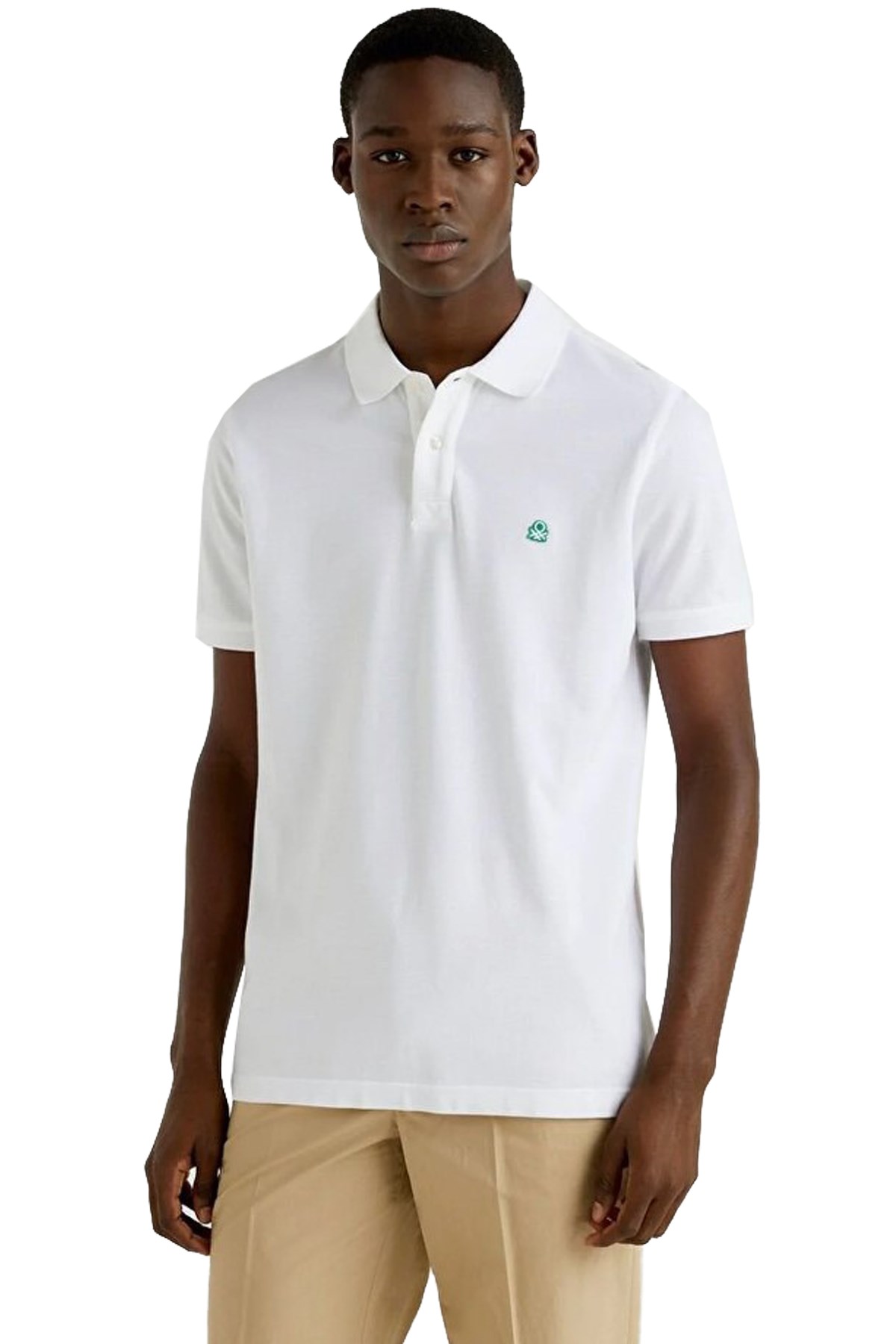 Benetton Erkek Polo Tişört 3089J3179 Beyaz