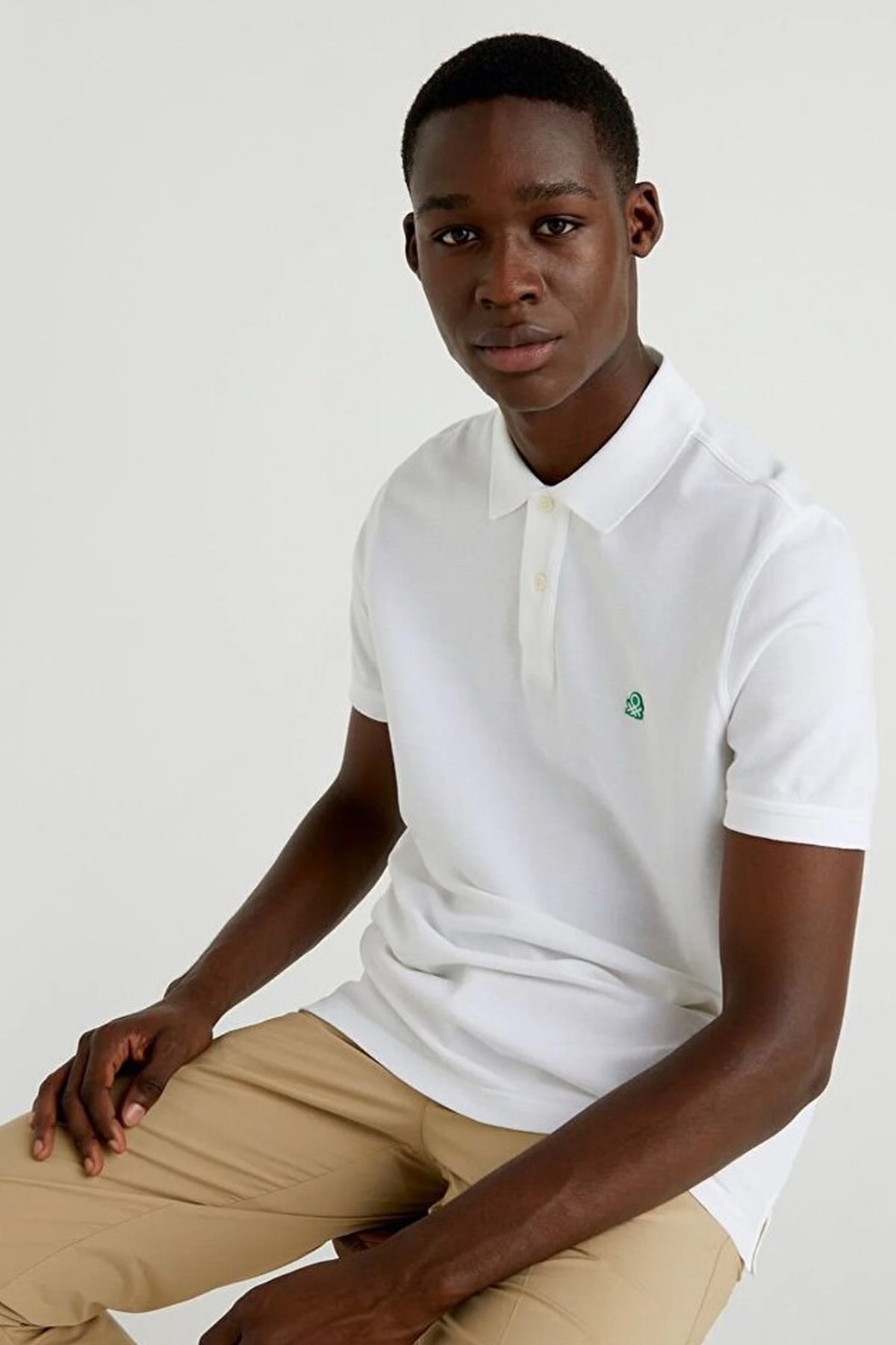 Benetton Erkek Polo Tişört 3089J3179 Beyaz