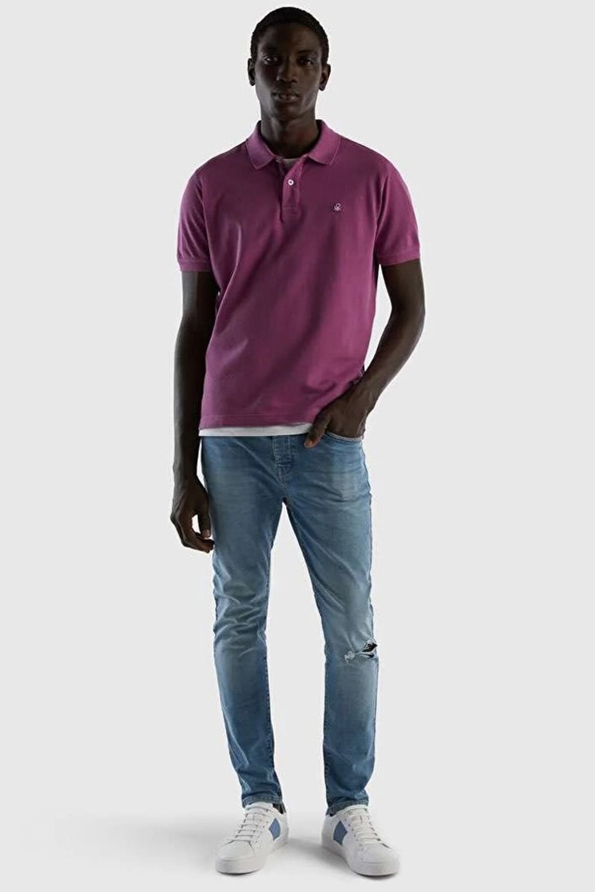 Benetton Erkek Polo Tişört 3089J3179 Mor