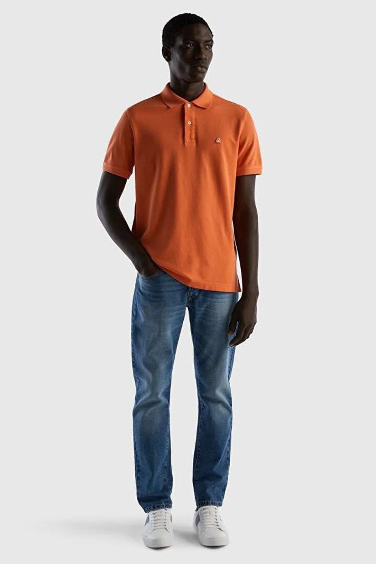 Benetton Erkek Polo Tişört 3089J3179 Turuncu