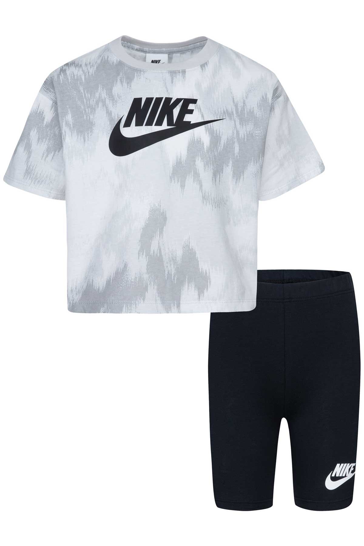 Nike Boxy Çocuk Tişört ve Şort Takım 36K457-023 Siyah
