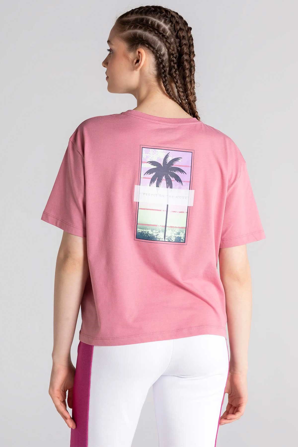 Kappa Logo Palm Beach Kadın Tişört 371E6TW Pembe