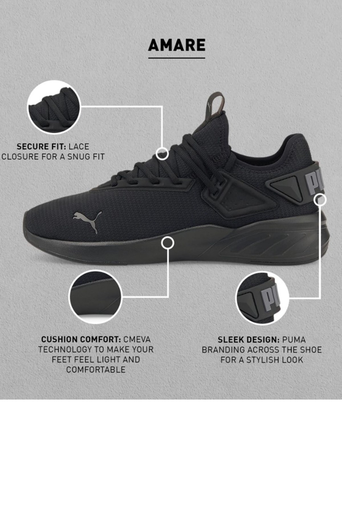 Puma Amare Erkek Spor Ayakkabı 37620901 Siyah