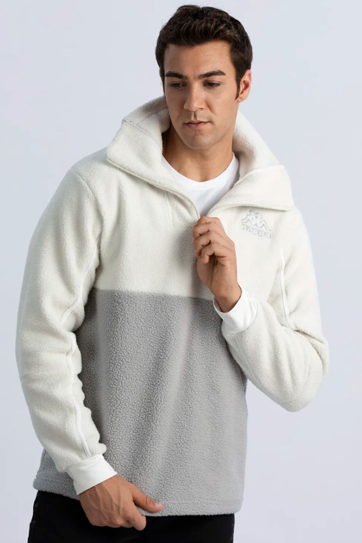Kappa Logo Dome Erkek Sweatshirt 381K4MW Beyaz