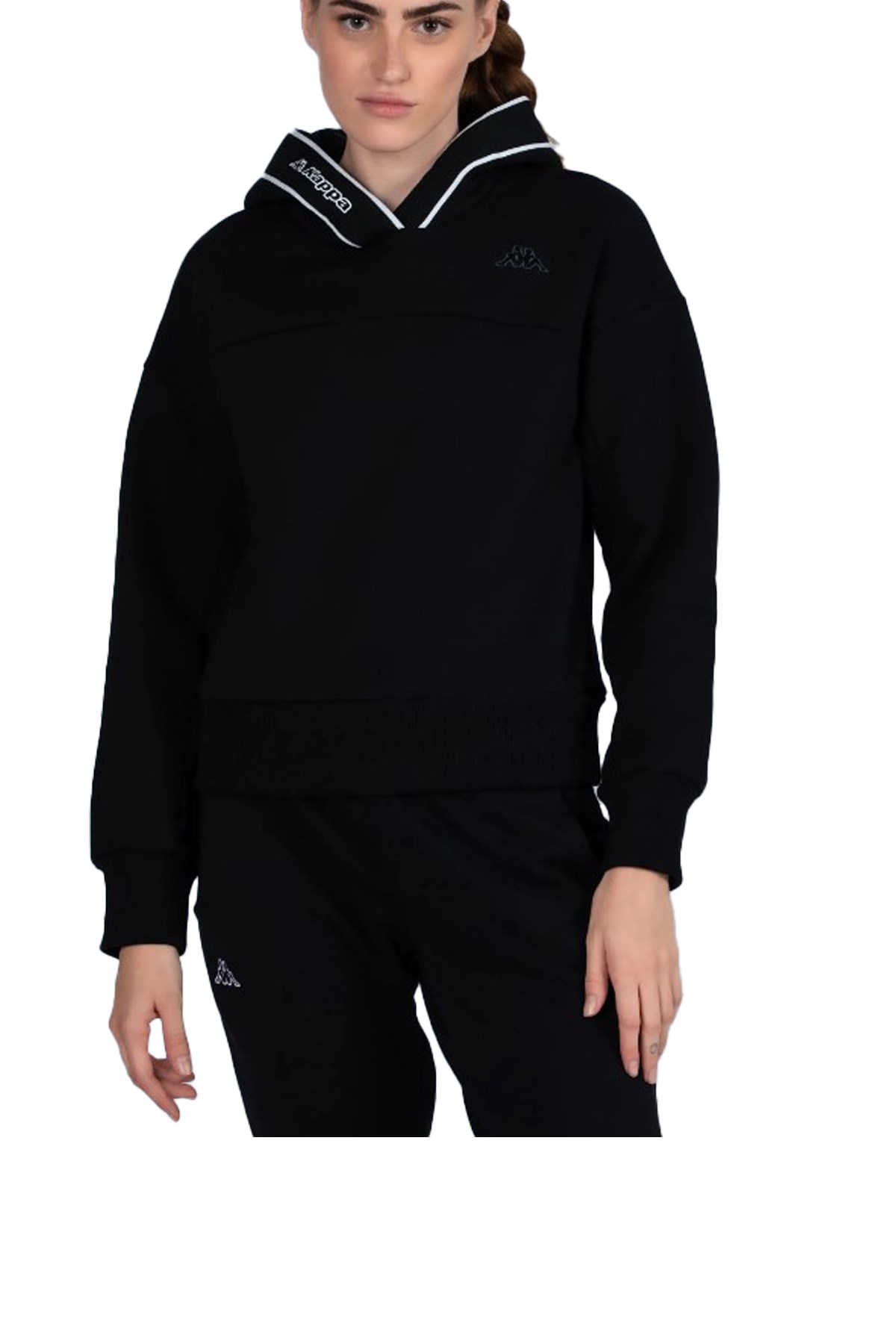 Kappa Logo Tape Daven Kadın Sweatshirt 381K5CW Siyah
