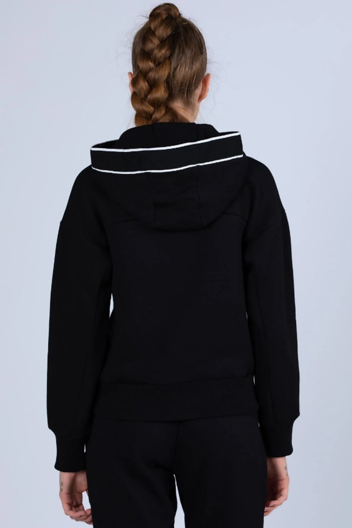 Kappa Logo Tape Daven Kadın Sweatshirt 381K5CW Siyah