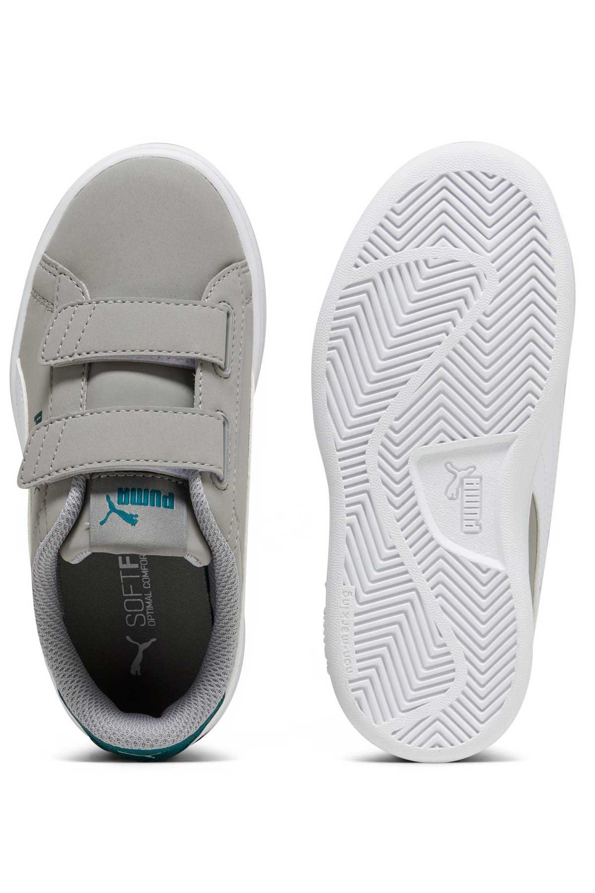 Puma Smash 3.0 Buck V Çocuk Spor Ayakkabı 39204006 Gri