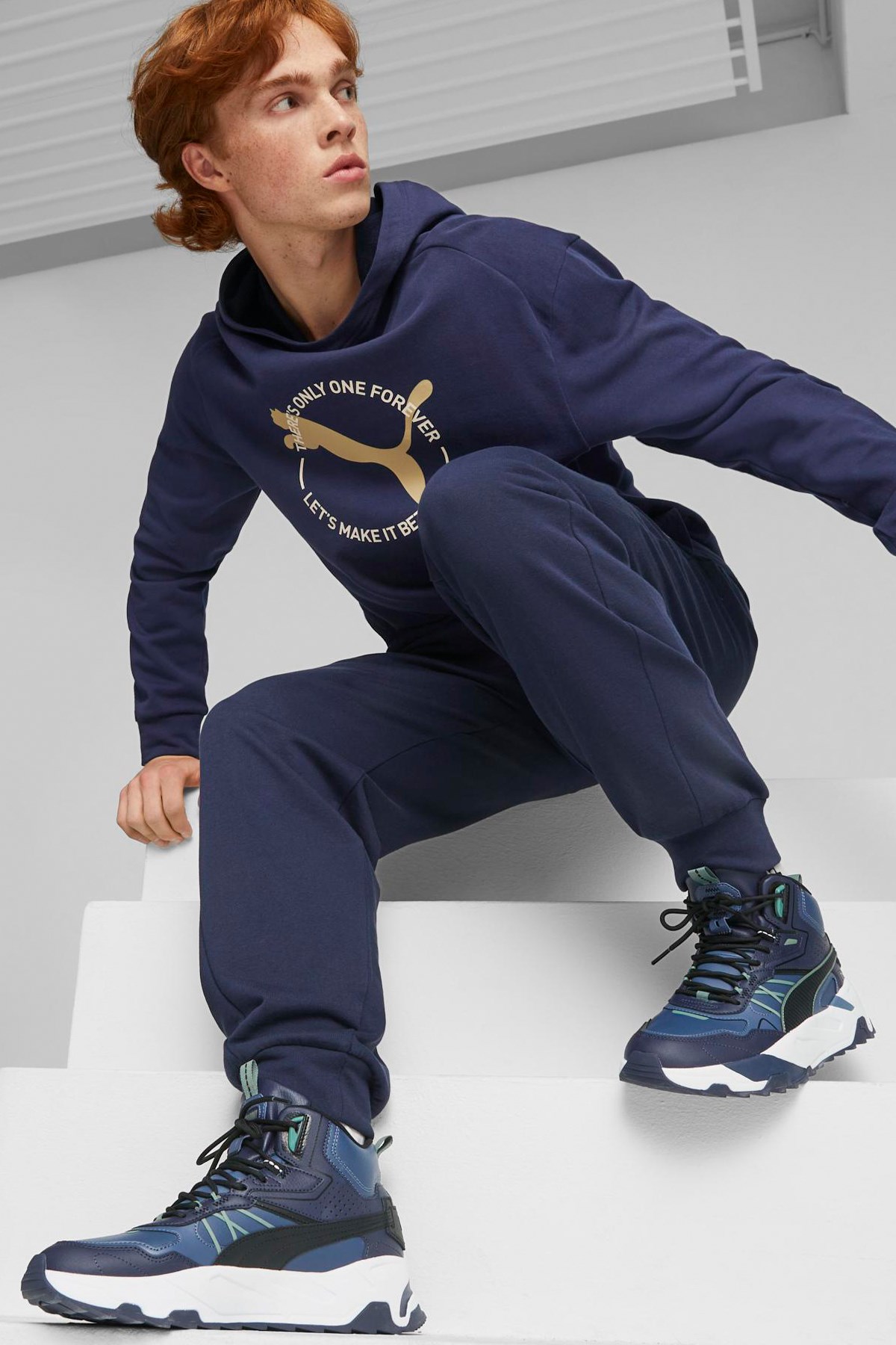 Puma Trinity Mid Hybrid Erkek Spor Ayakkabı 39398501 Mavi
