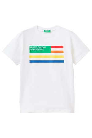 Benetton Çocuk Tişört 3I1XC10A1 Beyaz