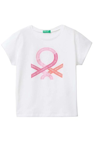 Benetton Çocuk Tişört 3I1XC10AJ Beyaz