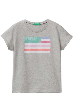 Benetton Çocuk Tişört 3I1XC10AJ Gri