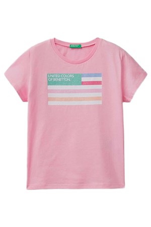 Benetton Çocuk Tişört 3I1XC10AJ Pembe