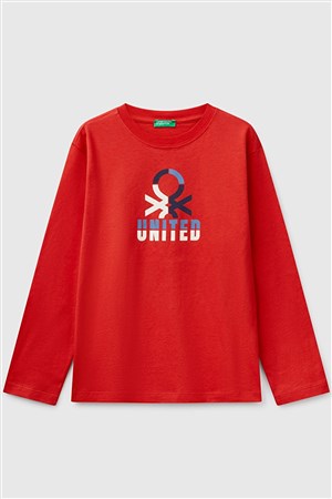 Benetton Erkek Çocuk Uzun Kollu Tişört Kırmızı
