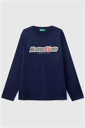 Benetton Erkek Çocuk Uzun Kollu Tişört Lacivert