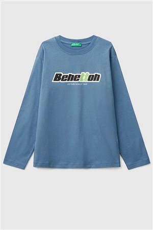 Benetton Erkek Çocuk Uzun Kollu Tişört Mavi
