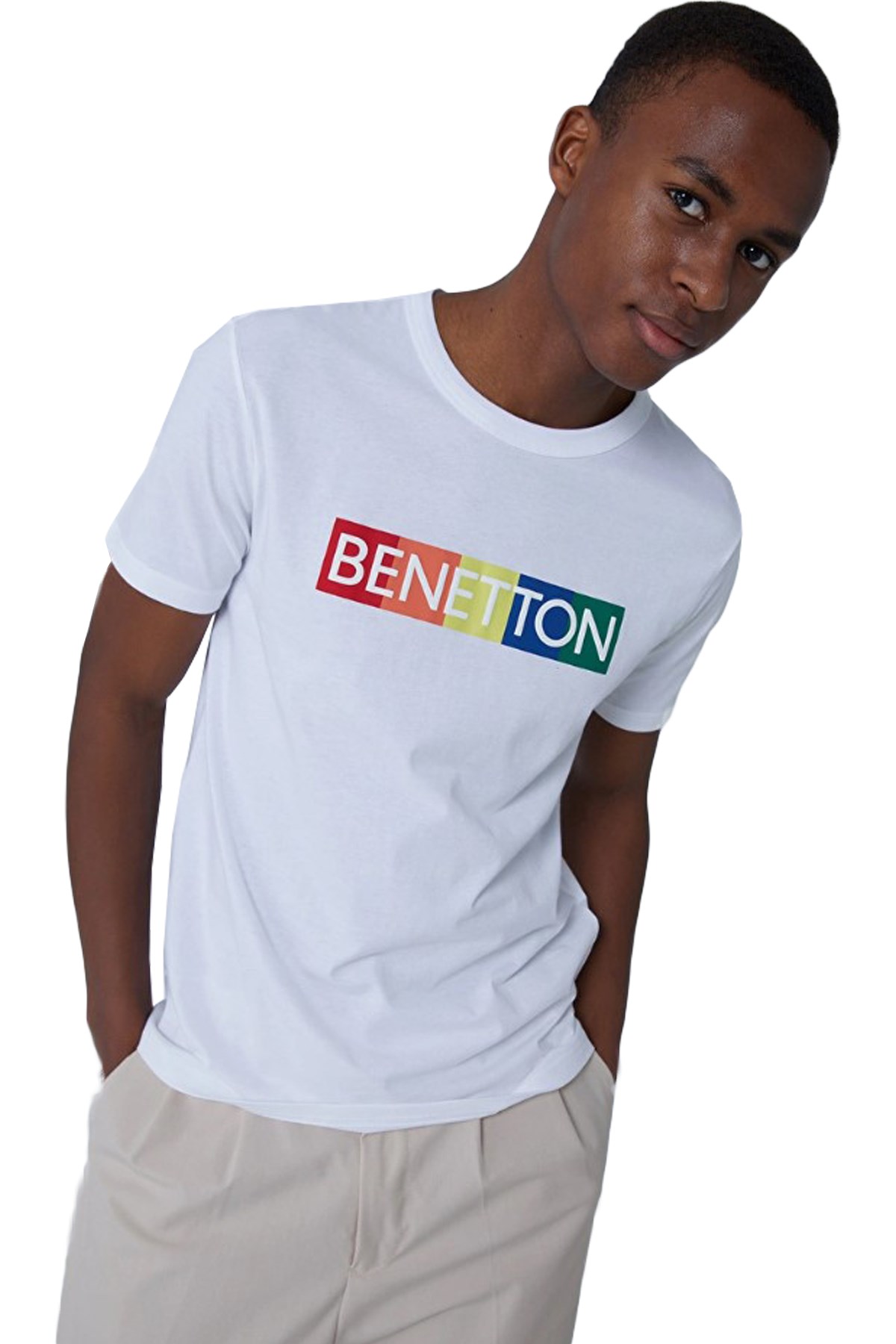 Benetton Erkek Tişört 3I1XU100A Bej