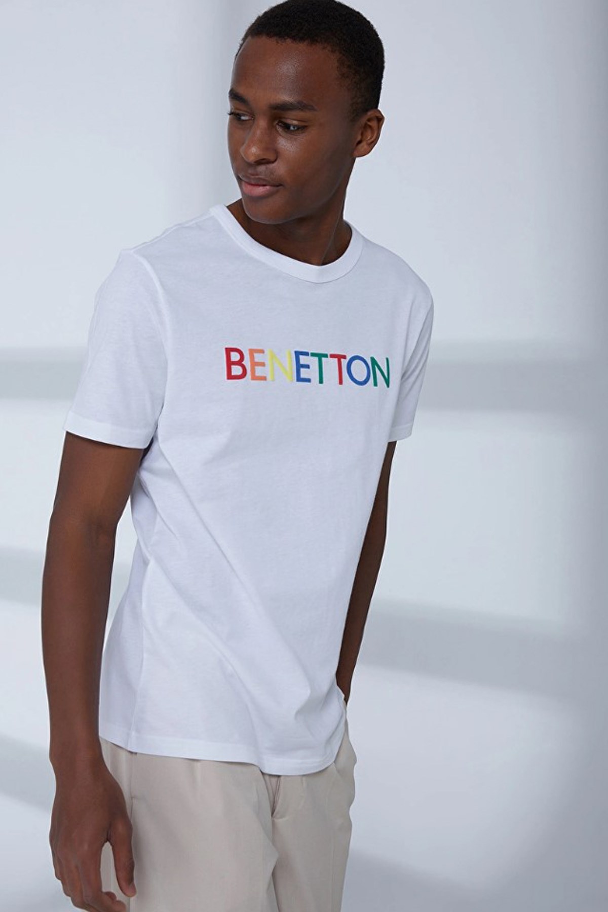 Benetton Erkek Tişört 3I1XU100A Beyaz
