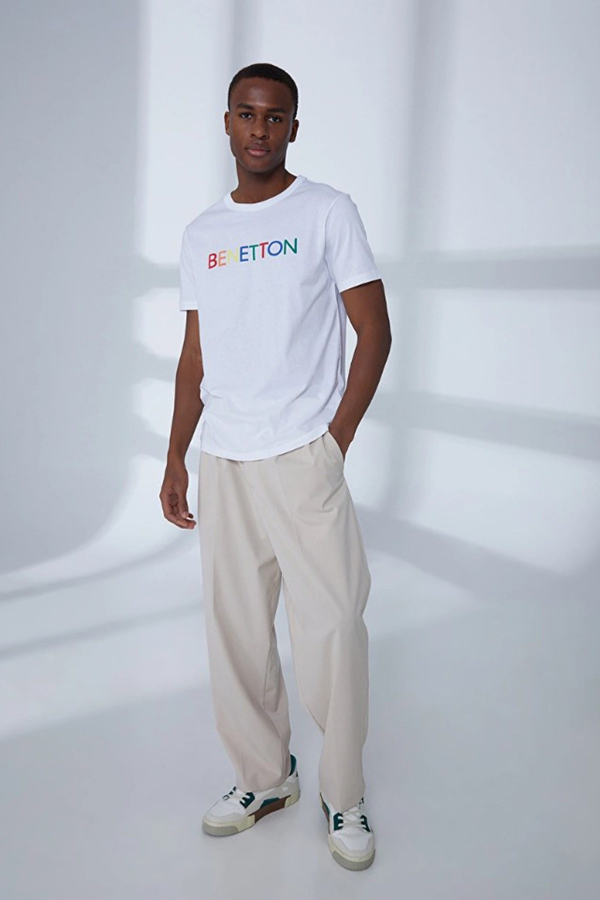 Benetton Erkek Tişört 3I1XU100A Beyaz