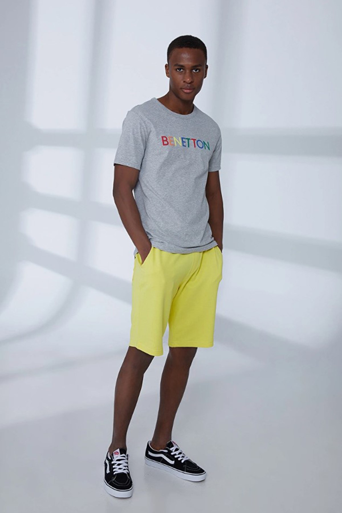 Benetton Erkek Tişört 3I1XU100A Gri