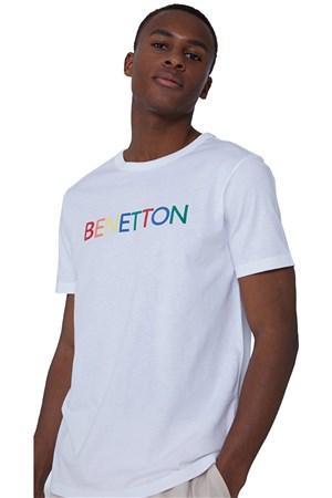 Benetton Erkek Tişört 3I1XU100A Beyaz