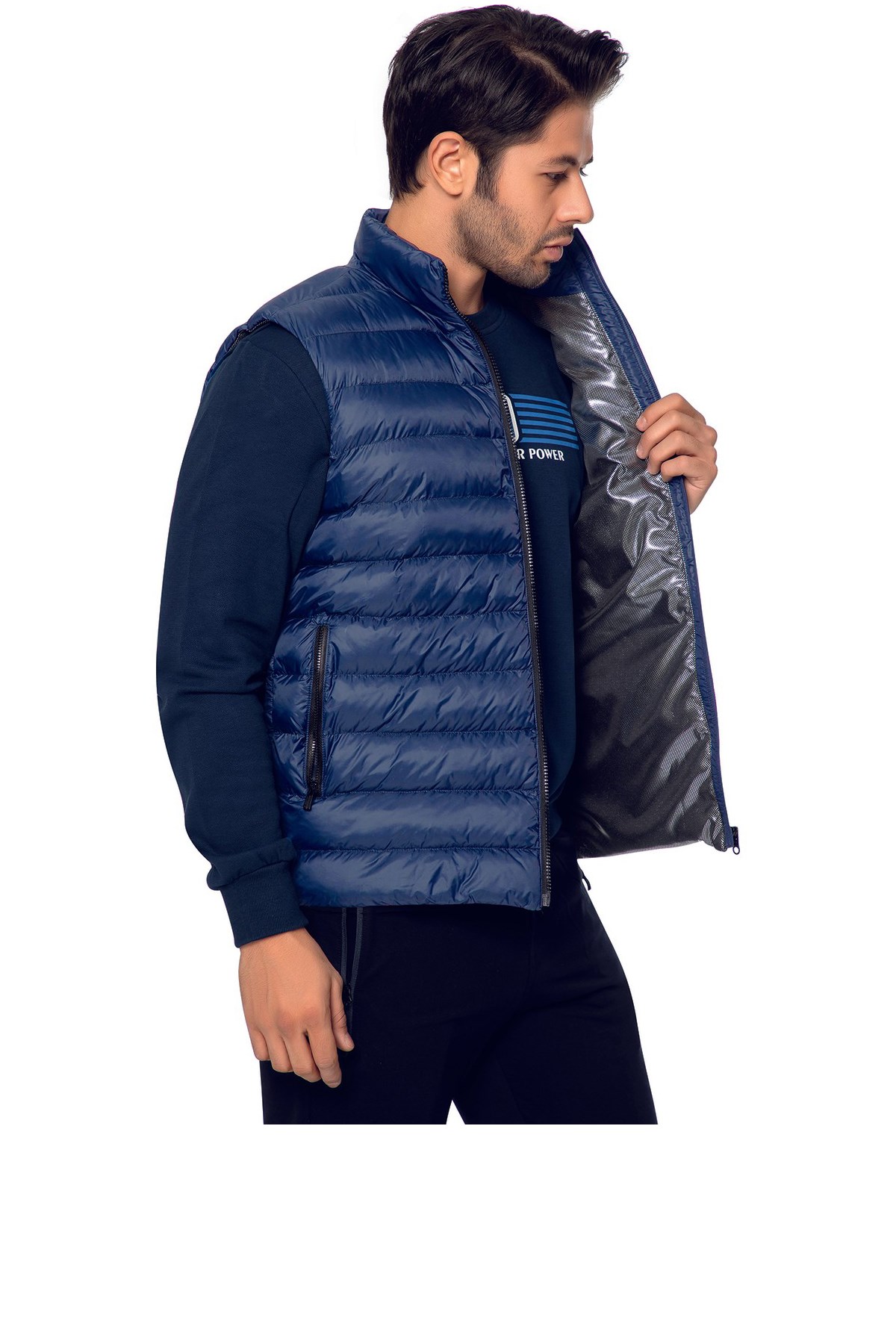 Crozwise Dolumlu Erkek Outdoor Yelek 4014 Mavi