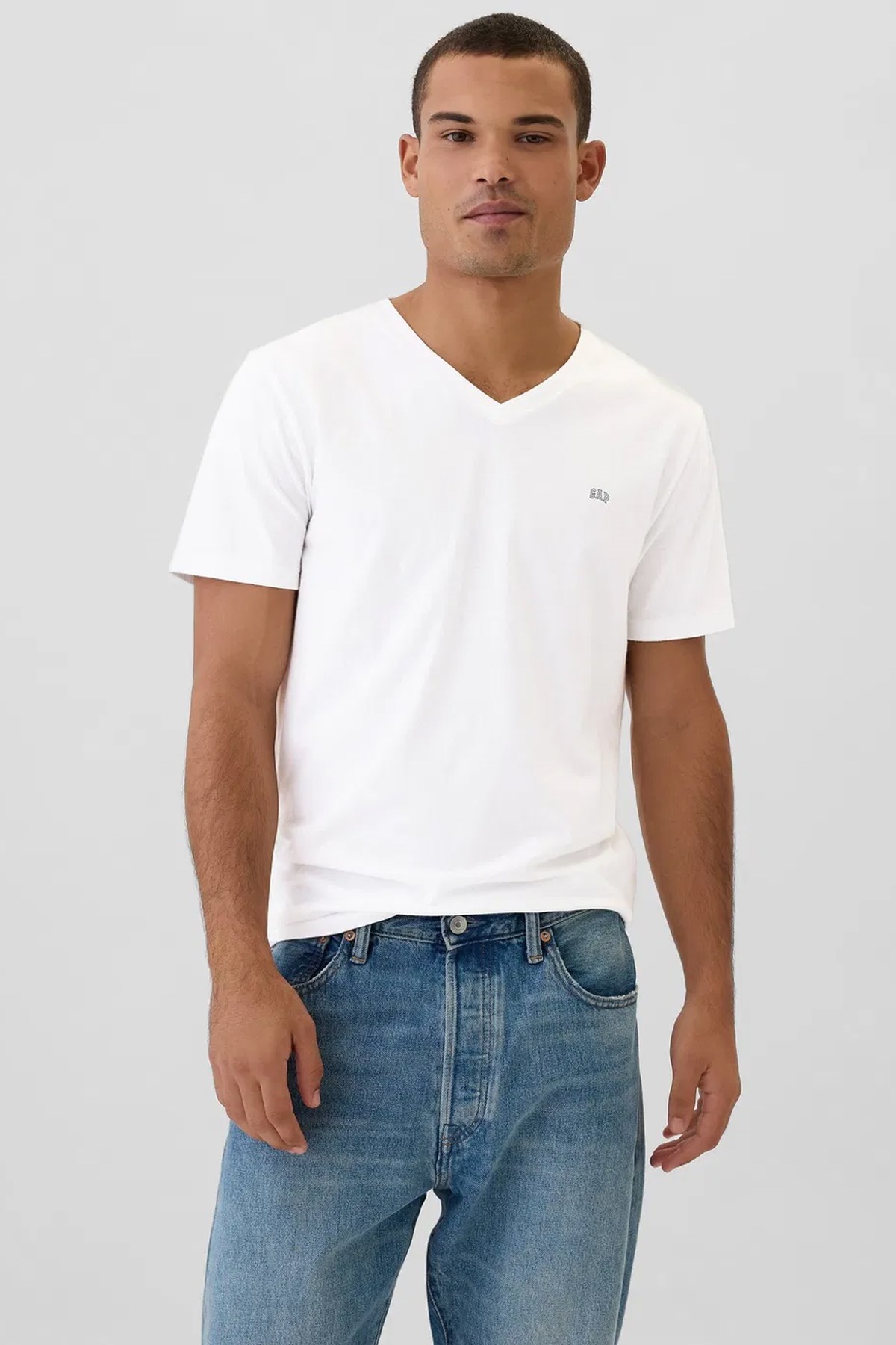 Gap V-Frch Everyday Soft Erkek Tişört Beyaz