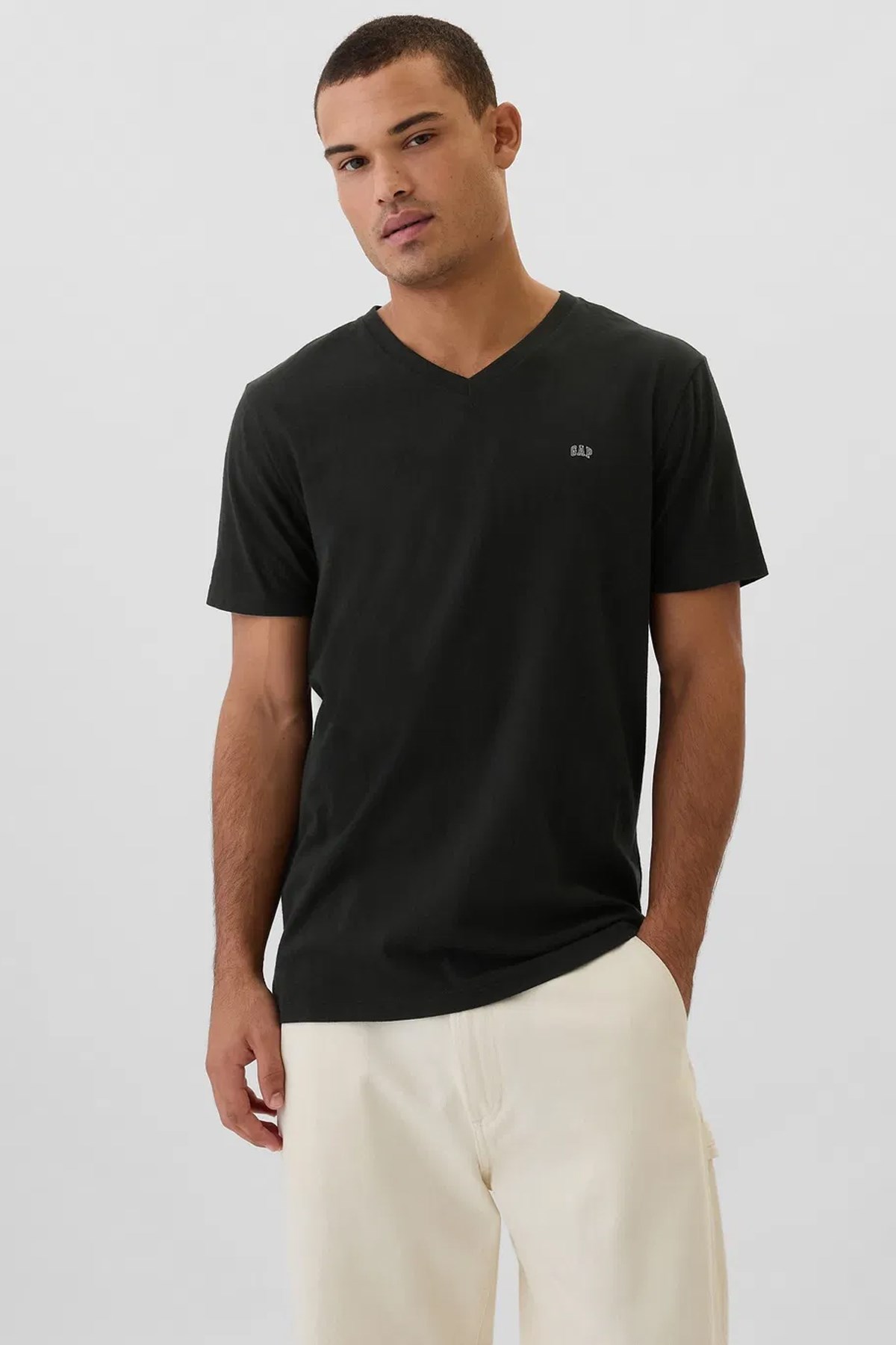 Gap V-Frch Everyday Soft Erkek Tişört Siyah