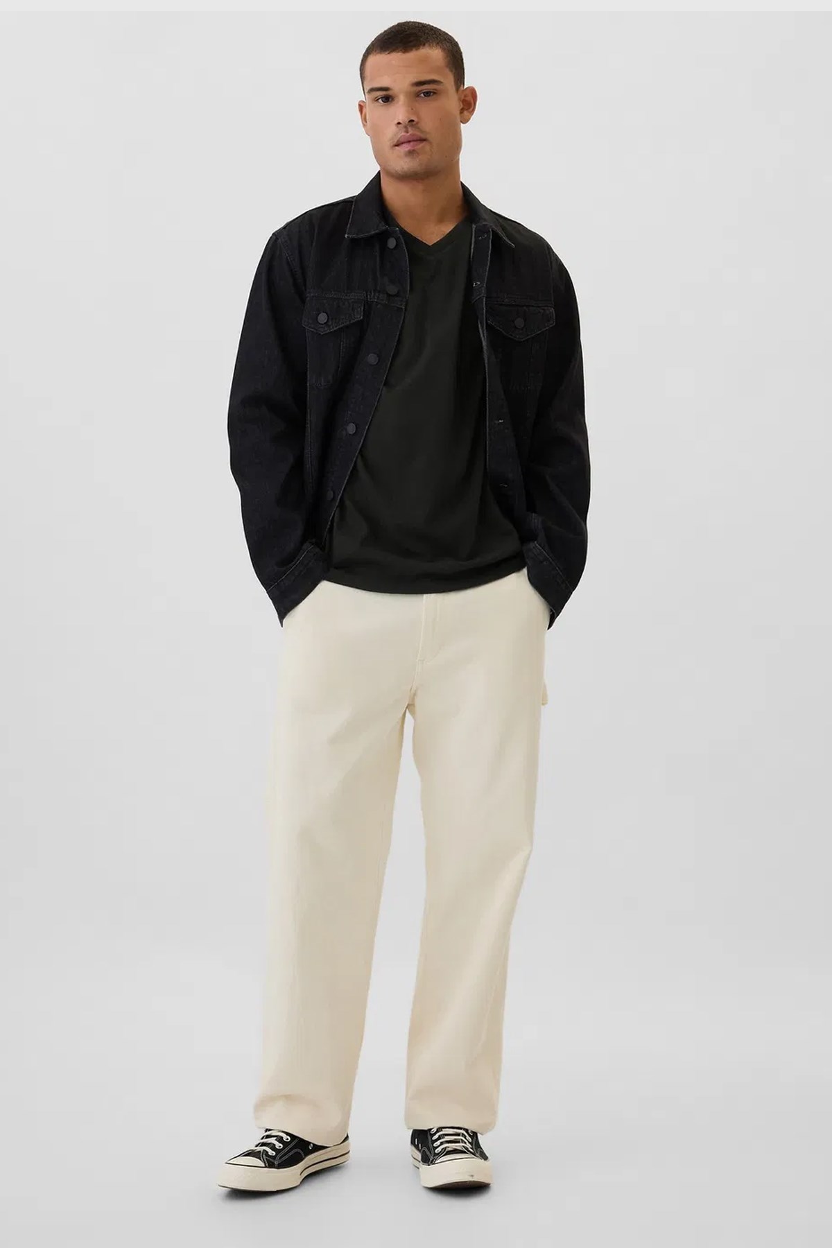 Gap V-Frch Everyday Soft Erkek Tişört Siyah